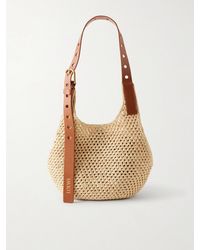 Loewe - Paula's Ibiza The Punch Hole Leather-Trimmed Raffia Shoulder Bag - Lyst
