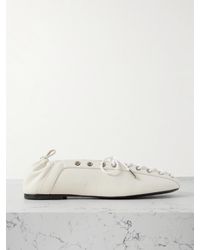 Ganni - Lace-Up Embellished Recycled Leather Ballet Flats - Lyst