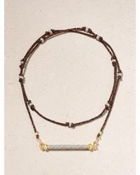 Marie Lichtenberg - Candy Cane Kette Aus Kordel Mit Detail Aus 18 Karat, Perlen Und Diamanten - Lyst
