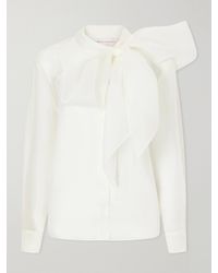Carolina Herrera - Pussy-Bow Silk-Organza Blouse - Lyst