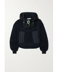 JW Anderson Cropped Cotton-blend And Recycled Faux Shearling Hoodie - Blue