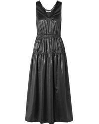 Tibi Gathered Shell Midi Dress - Black