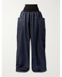 Alaïa - Jersey-Trimmed High-Rise Wide-Leg Jeans - Lyst