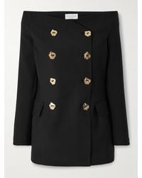 Violante Nessi - Vivanti Double-Breasted Off-The-Shoulder Wool-Cady Blouse - Lyst