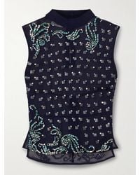 Dries Van Noten - Oberteil Aus Stretch-Mesh Mit Verzierungen - Lyst