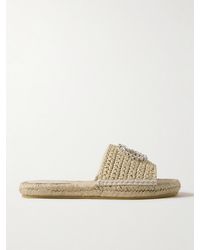 Gucci - Cora Crystal-Embellished Raffia Espadrille Sandals - Lyst