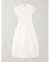 La Ligne - Midikleid Aus Jersey Und Baumwollpopeline Mit Raffungen - Lyst