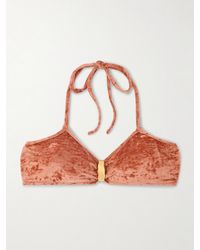 Chloé - Embellished Velvet Halterneck Bikini Top - Lyst