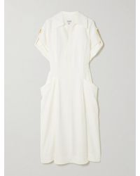 Bottega Veneta - Midikleid Aus Glänzendem Webstoff Mit Falten Und Verzierungen - Lyst