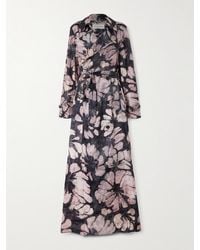 Dries Van Noten - Double-Breasted Floral-Print Silk Trench Coat - Lyst