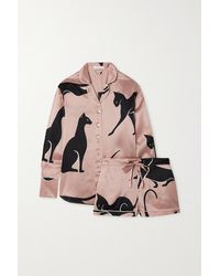 Olivia Von Halle Alba Piped Printed Silk-satin Pyjama Set - Pink