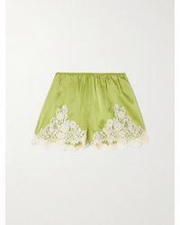 Doen - Iona Lace-Trimmed Silk-Satin Shorts - Lyst