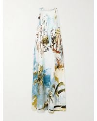 Oscar de la Renta - Printed Cotton-Blend Poplin Maxi Dress - Lyst