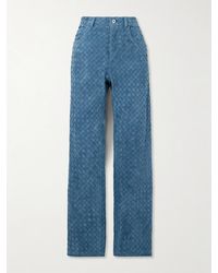 Bottega Veneta - Intrecciato Suede Straight-Leg Pants - Lyst