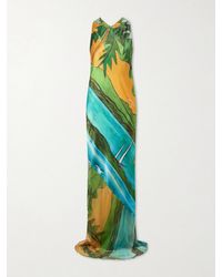Donde Esteban - Magdalena Printed Silk-Blend Satin Maxi Dress - Lyst