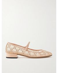 Gucci - Charline Patent Leather-Trimmed Crystal-Embellished Mesh Mary Jane Pumps - Lyst