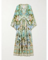 CAMILLA - The Lotus Crystal-Embellished Printed Silk-Satin Maxi Dress - Lyst