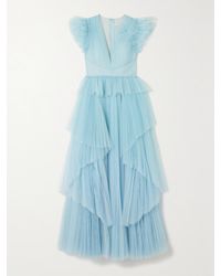 Huishan Zhang - Pascale Tiered Ruffled Pleated Tulle Gown - Lyst