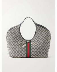 Gucci - Giglio Leather-Trimmed Canvas-Jacquard Tote - Lyst