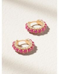 Ileana Makri - Streamflow 18-Karat Rose, Ruby And Diamond Hoop Earrings - Lyst