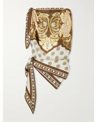 La DoubleJ - Asymmetric Knotted Printed Silk-Satin Blouse - Lyst