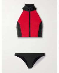 Lisa Marie Fernandez - Lisa Marie Two-Tone Neoprene Halterneck Bikini - Lyst