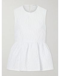 Cecilie Bahnsen - Margueritte Embroidered Cotton-Blend Cloqué Peplum Top - Lyst