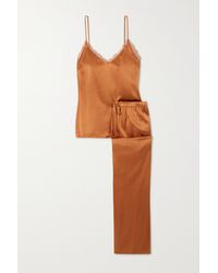 Love Stories Camelia/ Honolulu Stretch-silk Satin Pyjama Set - Orange