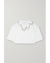 Area Crystal-embellished Cropped Jersey T-shirt - White