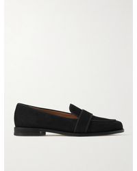Aquazzura - Martin Grosgrain-Trimmed Suede Loafers - Lyst