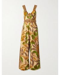 FARM Rio - Jumpsuit Aus Einer Bedruckten Leinenmischung Mit Raffungen Und Gürtel - Lyst