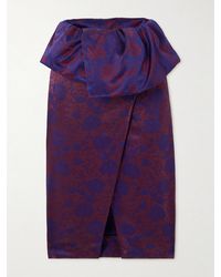 Dries Van Noten - Wrap-Effect Satin-Jacquard Midi Skirt - Lyst