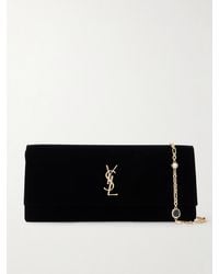 Saint Laurent - Kate Velour Logo Chain Clutch - Lyst