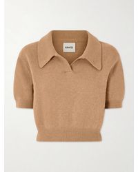KHAITE - Leni Cropped Wool And Cashmere-Blend Sweater - Lyst