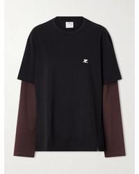 Courreges - Logo-Embroidered Cotton-Jersey T-Shirt - Lyst