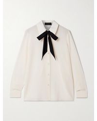 Nili Lotan - Hanford Pussy-Bow Two-Tone Silk Crepe De Chine Blouse - Lyst