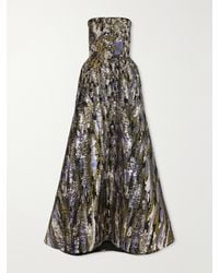 Elie Saab - Strapless Embroidered Sequined Tulle Gown - Lyst