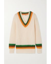 Wales Bonner Saint Striped Mohair-blend Sweater - White