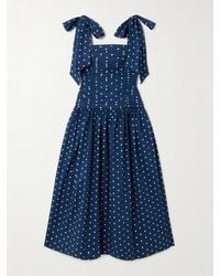 Cara Cara - Rahi Tie-Detailed Ruched Gathered Polka-Dot Cotton Midi Dress - Lyst
