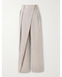 Loewe - Asymmetric Pleated Wool Wide-Leg Pants - Lyst