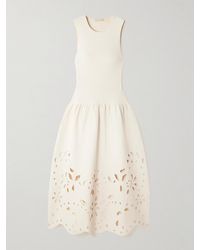 Ulla Johnson - Rosaline Midikleid Aus Rippstrick Und Jersey Mit Lochstickerei - Lyst