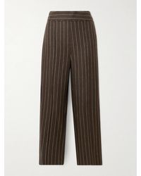 Posse - Thea Pleated Pinstriped Linen-Twill Straight-Leg Pants - Lyst