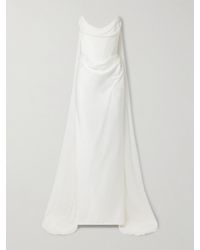 Vivienne Westwood - Galaxy Cape-Effect Strapless Organic Silk Chiffon-Trimmed Satin Gown - Lyst