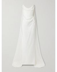 Vivienne Westwood - Galaxy Trägerlose Robe Aus Satin Mit Besatz Aus Bioseidenchiffon Und Cape-Effekt - Lyst