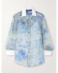 Ralph Lauren - Nancie Cotton Poplin-Trimmed Floral-Print Silk-Gauze Shirt - Lyst