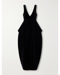 Rohe - Sculptural Volume Peplum Cotton-Velvet Maxi Dress - Lyst