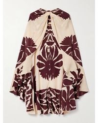 Johanna Ortiz - Aromatic Garden Ruffled Printed Silk Crepe De Chine Cape - Lyst