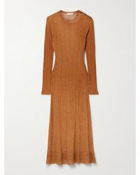 Ulla Johnson - Simone Metallic Ribbed-Knit Midi Dress - Lyst
