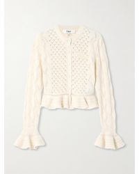 Chloé - Verkürzter Cardigan Aus Pointelle-Strick Aus Einer Mischung Aus Baumwolle, Alpakawolle Und Seide Mit Volants - Lyst