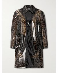 Saint Laurent - Leopard-Print Vinyl Coat - Lyst